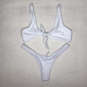 White Tie Bikini Set
